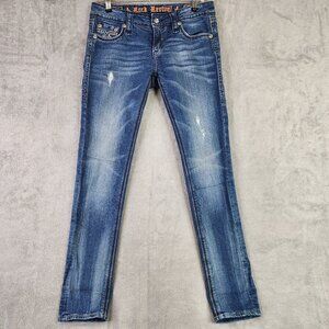 Womens Rock Revival Sora Skinny Jeans with crystals Size 28